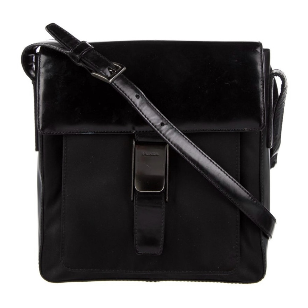 Prada Spazzolato-Trimmed Tessuto Messenger Bag